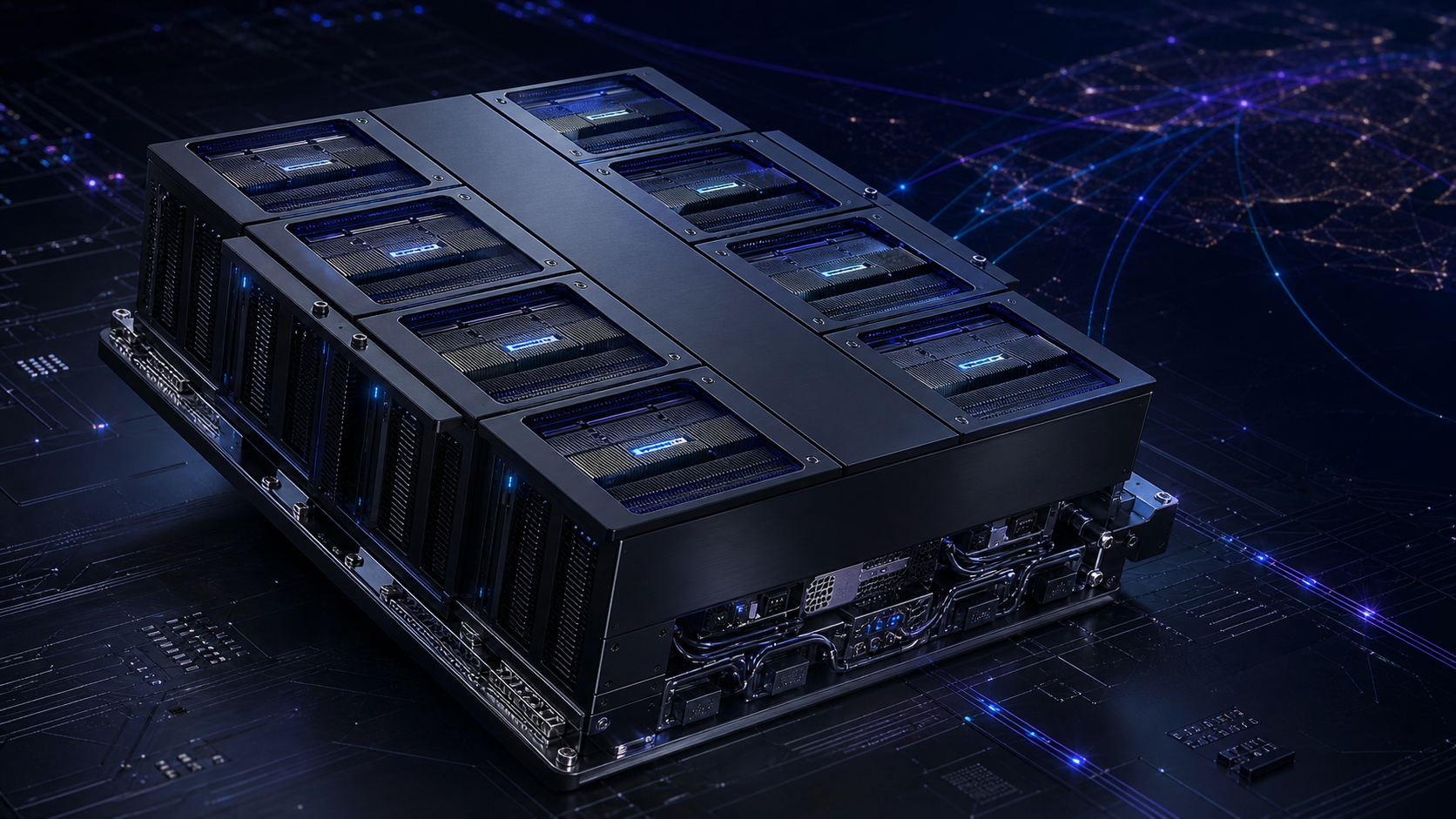 High-density GPU compute system in a dark AI infrastructure environment